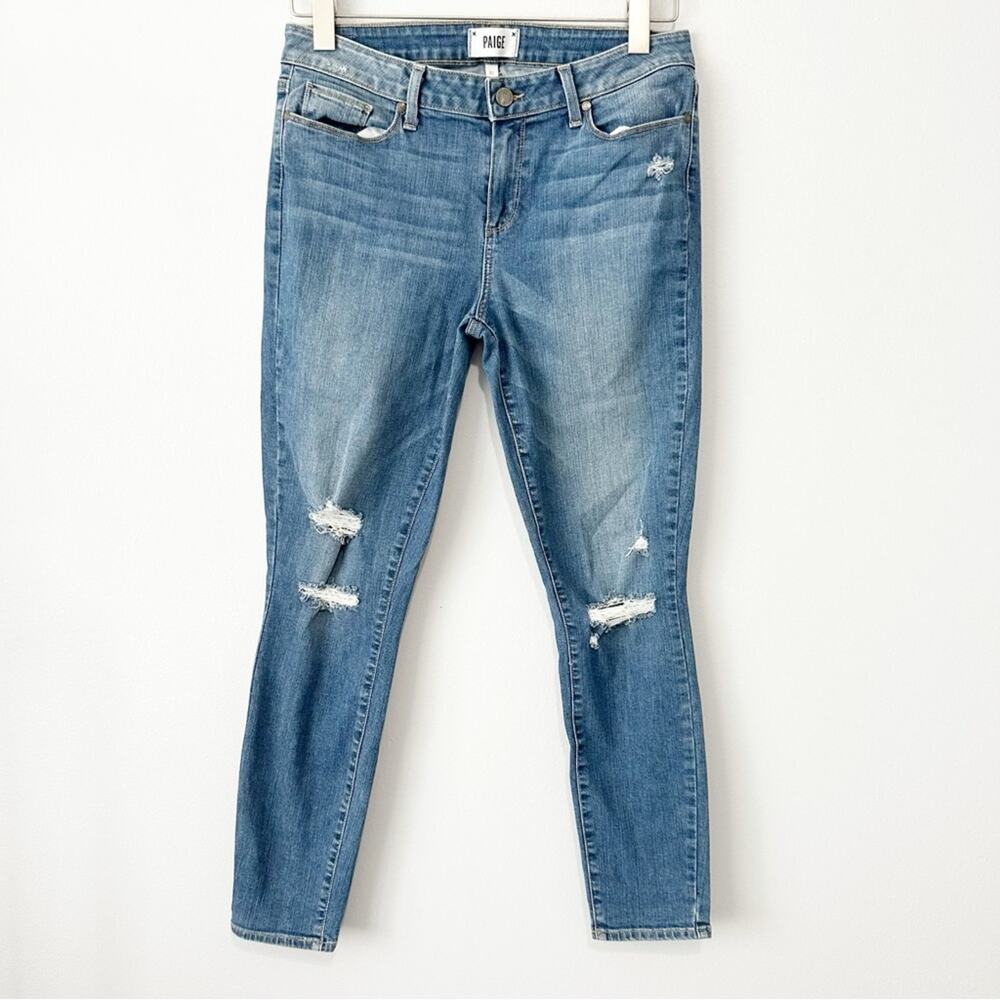 PAIGE  Verdurgo ankle Women's Skinny Jeans blue denim size 32 distressed